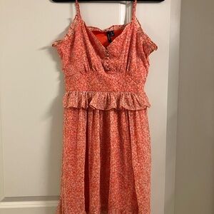 Vero Moda Coral-Pink Floral Spaghetti Strap Ruffle Midi Dress
